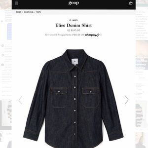G. LABEL Goop Elise denim shirt Size 2